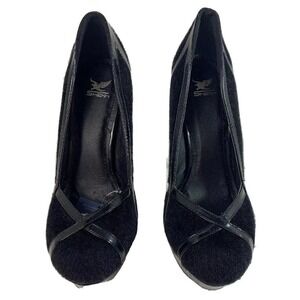 Shiekh Womens Size 8 Black‎ Faux Fur 8" Stiletto High Heel Shoes Round Toe NWOB